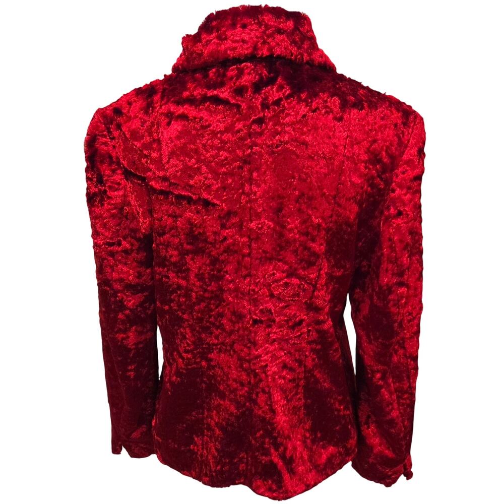 European Boutique Cherry Red Plush Velvet Blazer EU 42 - Picture 11 of 14